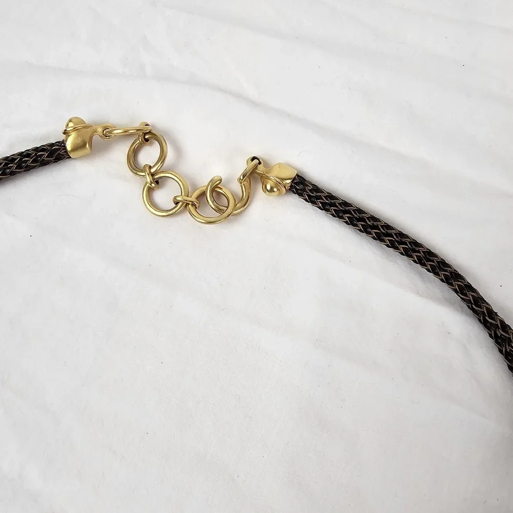 Vintage Women's Bolo Tie Hip Belt S/M Dark Brown Gold Leather Western Boho
